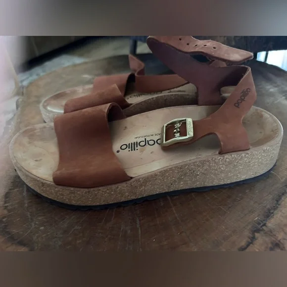 Papillio Tan Leather Sandals with Buckle - Picture 4 of 4